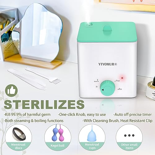YTYOMUR Menstrual Cup Steamer Sterilizer with 2 Reusable Period Cups, Menstrual Cups Cleaner YTYOMURAu supplements