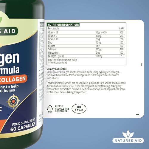 Natures Aid Collagen Joint Formula with Vitamin C, Copper and Manganese, Cartilage and Joint Health, 60 Capsules natures aidAu supplements