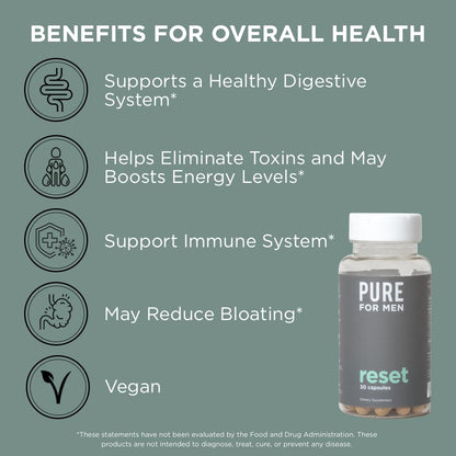 Pure for Men Detox Supplement, Reset | Promotes Digestive & Gut Health Pure for MenUS supplements
