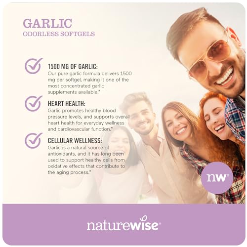 NatureWise Garlic Odorless Softgels 1500mg Support Teeth & Immune System Health NatureWiseAu supplements