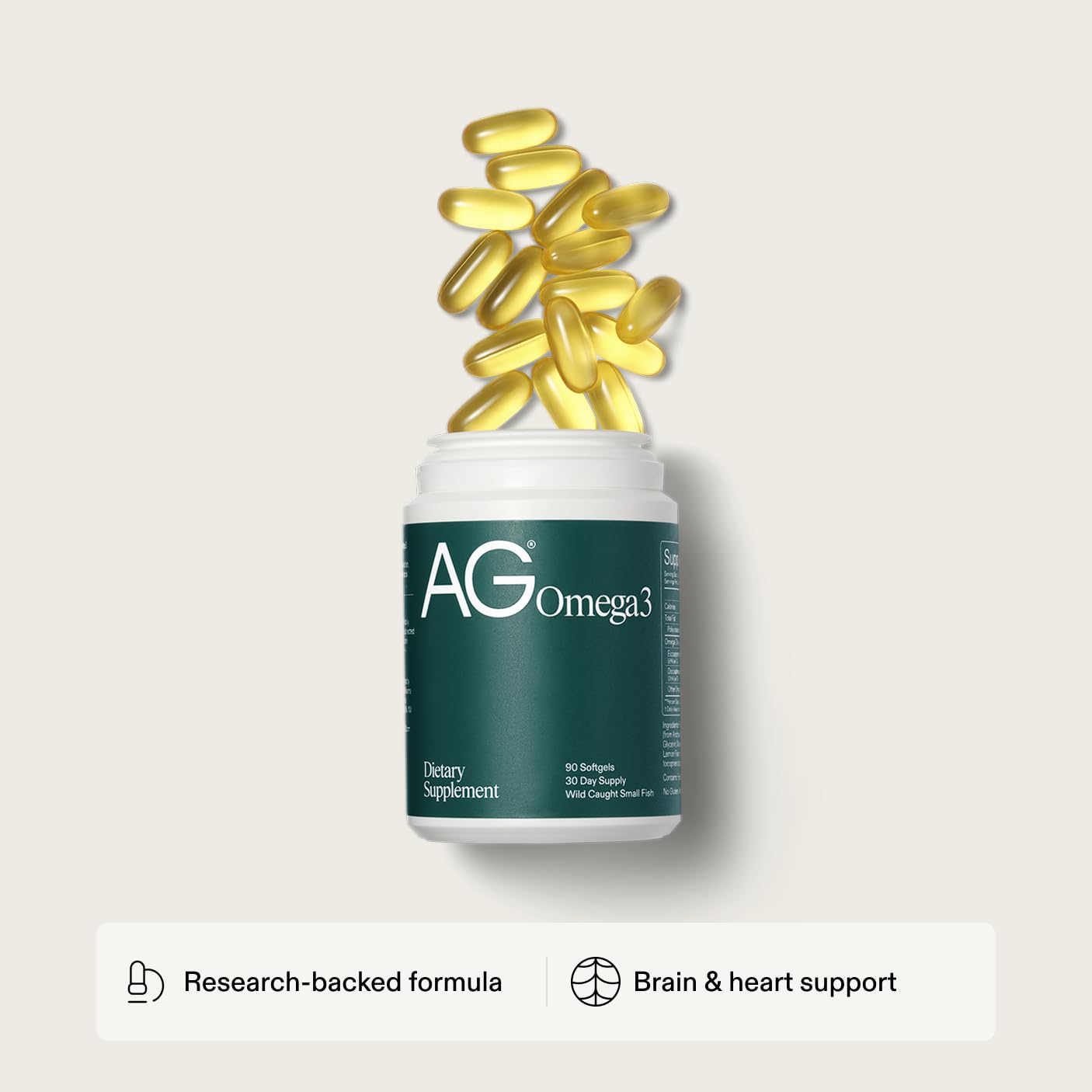 AG1 Omega 3 Fish Oil Softgels – 2000mg EPA & DHA from Wild-Caught Fish, Supports Heart, Brain & Joint Health | 90 Capsules | Athletic Greens Supplement AG1Au supplements