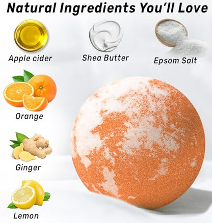 Natural Detox Fizzing Bubble Bath Bombs Apple Cider Ginger & Lemon Essential Oils Cleanse New MiuzUS supplements