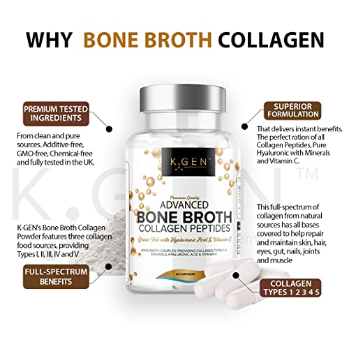 Pure Bone Broth Collagen Supplement Capsules Grass Fed Advanced Blend of Multi Collagen K GEN rejuvenation nutritionAu supplements