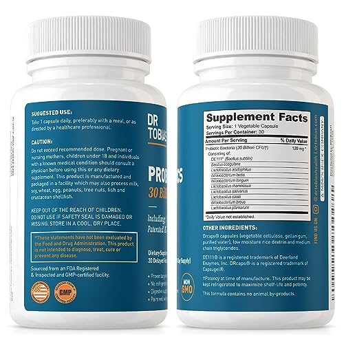 Dr. Tobias Probiotics 30 Billion, 10 Strains, 30 Billion CFU's, Targeted Release Probiotics Dr. TobiasUS supplements