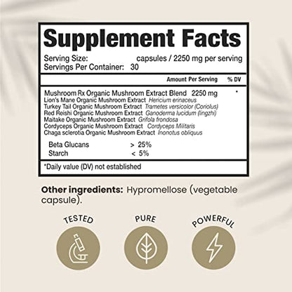HPD Rx Mushroom Rx Organic Mushroom Extract Blend Max Immunity Dose, Lion’s Mane HPD RxUS supplements