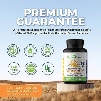 ForestLeaf - Vitamin D3 IU Weekly Supplement (Unflavored -10000-180 Count) ForestLeafUS supplements