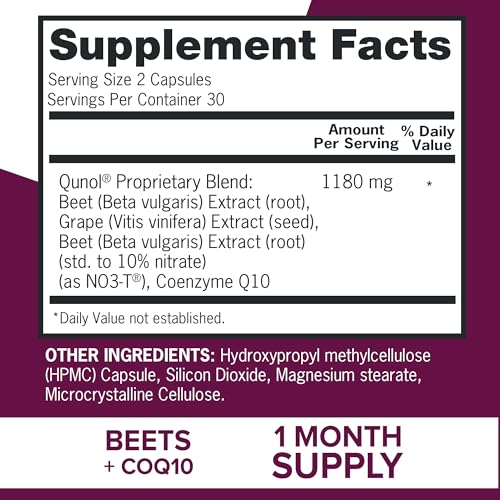 Qunol Beets Capsules for Blood Pressure Support, 3 in 1 Beets + CoQ10 + Grape Seed QunolUS supplements