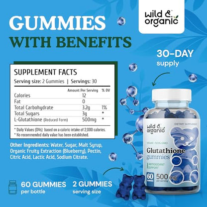 Wild & Organic Glutathione Gummies - Reduced Glutathione for Liver Cleanse & Antioxidants Wild & OrganicUS supplements