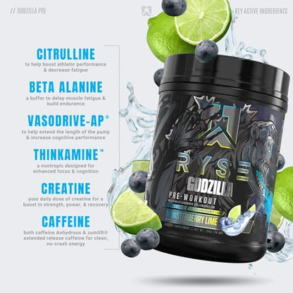 Ryse Noel Deyzel x Godzilla Pre Workout | Intense Pumps, Energy, & Focus | Citrulline & Beta RYSE Up SupplementsUS supplements