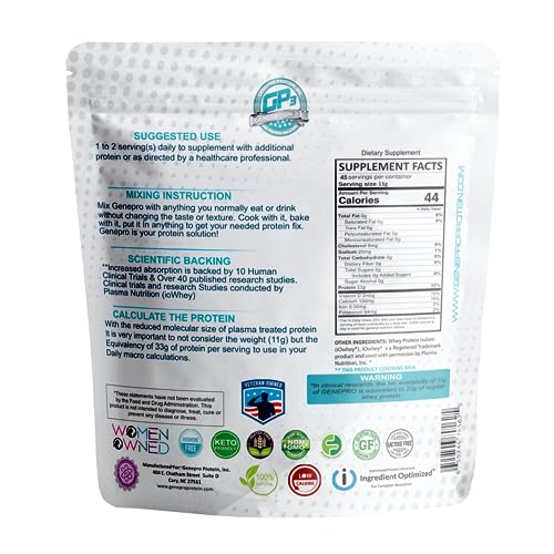 Genepro Unflavored Protein Powder - New Formula - Lactose-Free, Gluten-Free Genepro Gen. 3 The Protein SolutionUS supplements