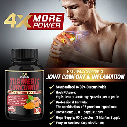 BMVINVOL Turmeric Curcumin Supplement 4040 mg - 95% Curcuminoids with Ginger BMVINVOLUS supplements