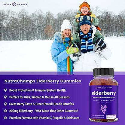 Elderberry Gummies | Sambucus Elderberry Gummies for Adults & Kids | Vitamin C NutraChampsUS supplements