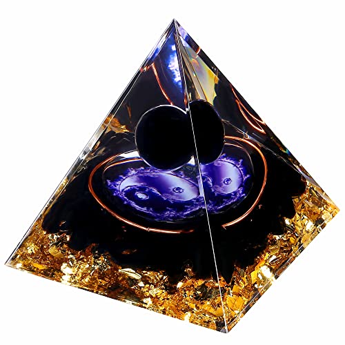 Yin Yang Healing Crystal Orgonite Pyramid - Tai Chi with Obsidian Ball - Taiji Reiki Chakra Meditation FENGSHUI-CAISHENAu supplements