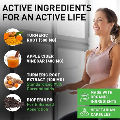 PIUS NATURE Turmeric Curcumin and Ginger with Apple Cider Vinegar, USDA Organic PIUS NATUREUS supplements