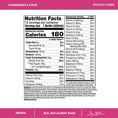 SlimFast Meal Replacement Shake, Original Strawberries & Cream, 10g of Ready to Drink Protein SlimFastAu supplements