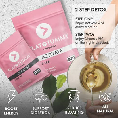 Flat Tummy Tea 2-Step Detox Tea – 2 Week Program – to Boost Energy, Speed Metabolism Flat Tummy TeaUS supplements