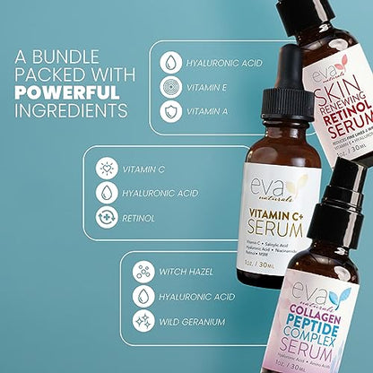 Eva Naturals Anti-Aging Serum Bundle - Vitamin C Serum, Hyaluronic Acid Serum Eva NaturalsUS supplements
