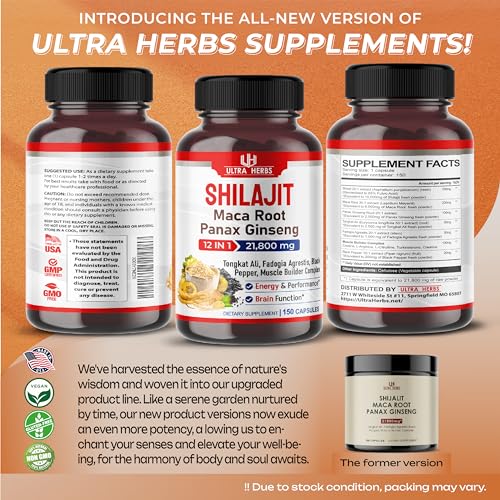 Shilajit Pure Himalayan 21,800mg - Energy Booster 85% Fulvic Acid, Maca Root ULTRA HERBSAu supplements