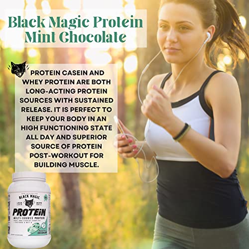 Worldwide Nutrition Bundle, 2 Items: Black Magic Multi-Source Protein Powder - Whey, Egg Albumin Enzymes, Micellar Casein & MCTs - Muscle Mass Gaining - Mint Chocolate Flavor - 2 LB and Keychain Worldwide NutritionUS supplements