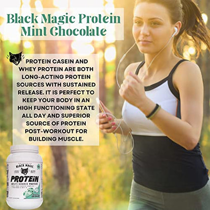 Worldwide Nutrition Bundle, 2 Items: Black Magic Multi-Source Protein Powder - Whey, Egg Albumin Enzymes, Micellar Casein & MCTs - Muscle Mass Gaining - Mint Chocolate Flavor - 2 LB and Keychain Worldwide NutritionUS supplements