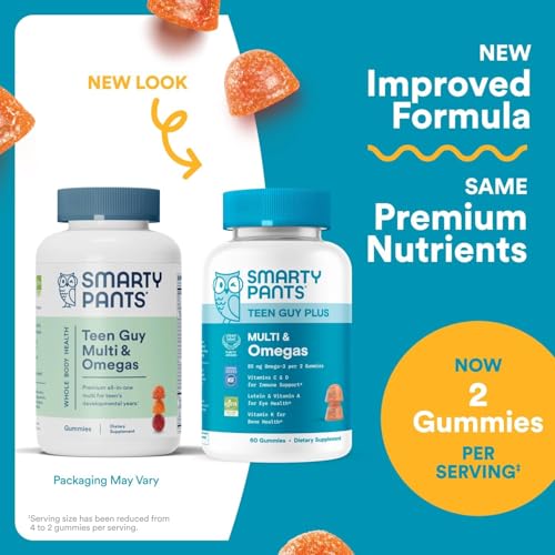 SmartyPants Teen Guy Multivitamin Gummies, Omega 3 (DHA/EPA), Vitamin D3, C, Vitamin B12, B6, A, K & Zinc, Folate, Gluten Free, Fruit Flavor, 60 Count (30 Day Supply) SmartyPantsAu supplements