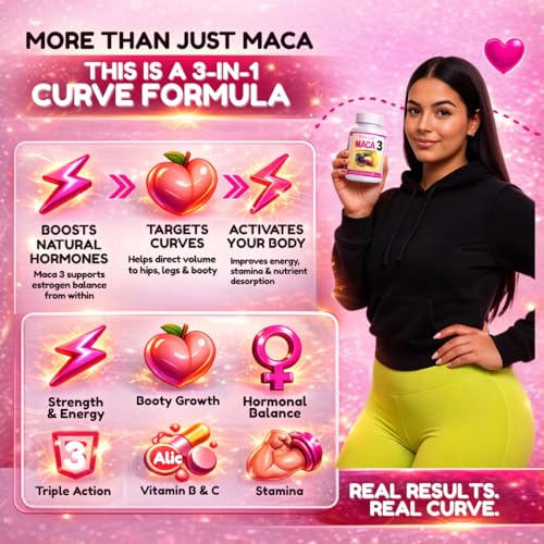 Maca 3 Capsules – Black, Red & Yellow Maca Root Blend – Feminine Balance & Natural Body Support – Herbal Formula Curvy FruitAu supplements