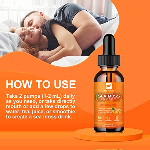 B BEWORTHS Sea Moss Liquid Drops - Organic Irish Sea Moss Raw Gel with Burdock Root B BEWORTHSUS supplements