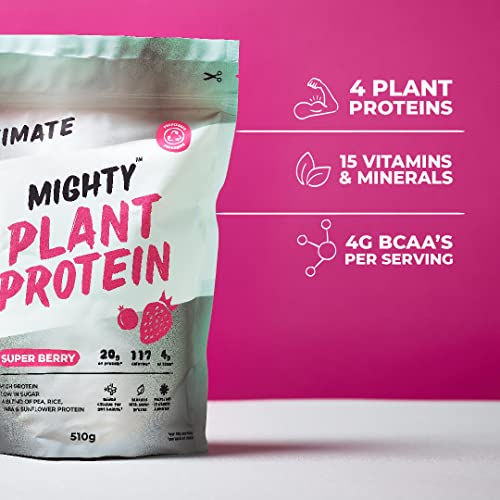 Mighty Ultimate Vegan Protein Powder, Super Berry Flavour, (17 Servings, 510g Bag without Scoop) MIGHTYAu supplements