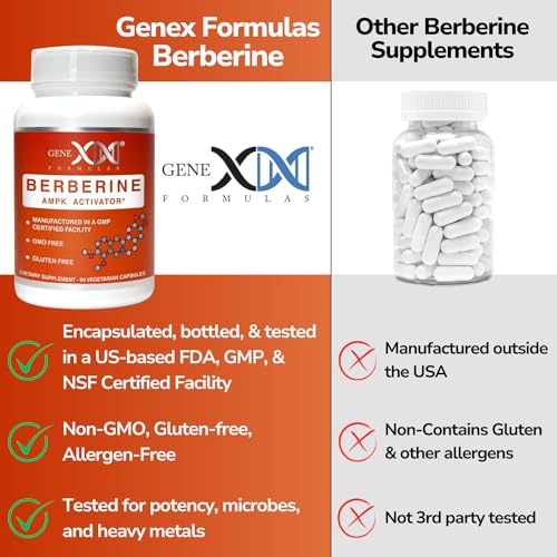 GENEX Berberine HCl 500mg (90 Capsules) | Powerful AMPK Activator, Supports Heart Genex FormulasUS supplements