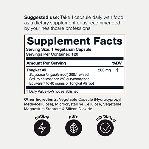 Tongkat Ali 40,000MG 200:1 Longjack for Men Extra Strength Ultra Concentrated Tongkat ToniiqUS supplements