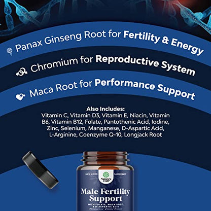Prenatal Multivitamin Male Fertility Supplement - Mens Fertility Supplement with L-Arginine D-Aspartic Acid and Maca Root Prenatal Vitamins for Enhanced Motility Volume Potency and Fertility Support Natures CraftUS supplements