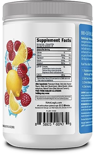 KetoLogic BHB KetoEnergy Exogenous Ketones Powder with Caffeine | Raspberry Lemonade KetologicAu supplements