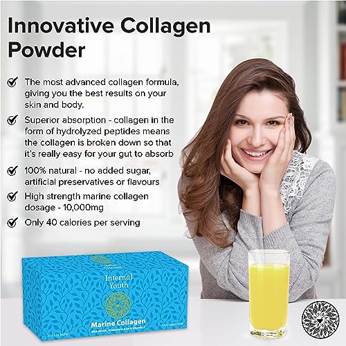 Marine Collagen Powder 10000mg with Hyaluronic Acid Biotin and Vitamin C A D3 E - Collagen Internal YouthAu supplements