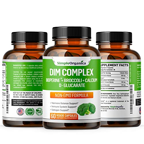 Simple Organica DIM Supplement for Women and Men 300mg with BioPerine, Broccoli Simple OrganicaUS supplements