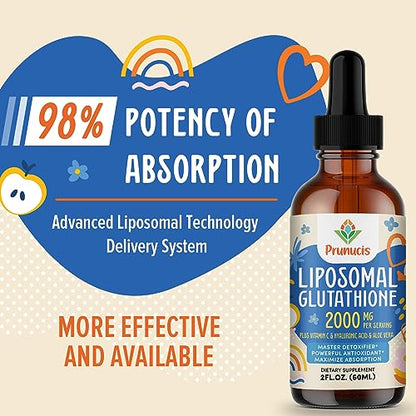 2000MG Liposomal Glutathione Liquid, 98% Absorption, Glutathione Liquid Supplement PrunucisUS supplements
