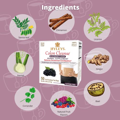 Hyleys Colon Cleanse Tea Blackberry Flavor - 50 Tea Bags (6 Pack - 300 Tea Bags Total) HYLEYSUS supplements