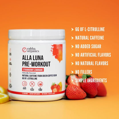 Eabha Organics Alla Luna Pre-Workout - Strawberry Lemonade - to Support Energy, Focus Eabha OrganicsUS supplements