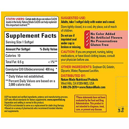 Nature Made CoQ10 400mg, Dietary Supplement for Heart Health Support, 40 Softgels Nature MadeUS supplements