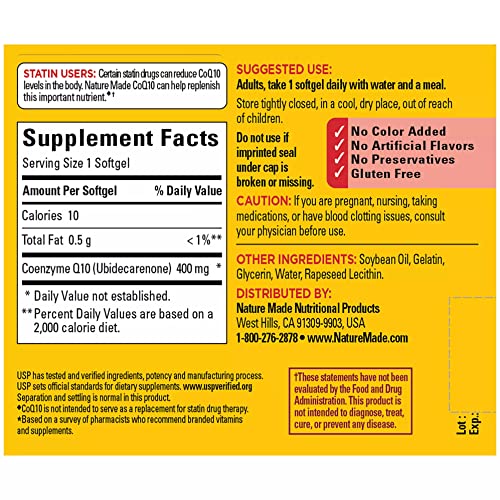 Nature Made CoQ10 400mg, Dietary Supplement for Heart Health Support, 40 Softgels Nature MadeUS supplements