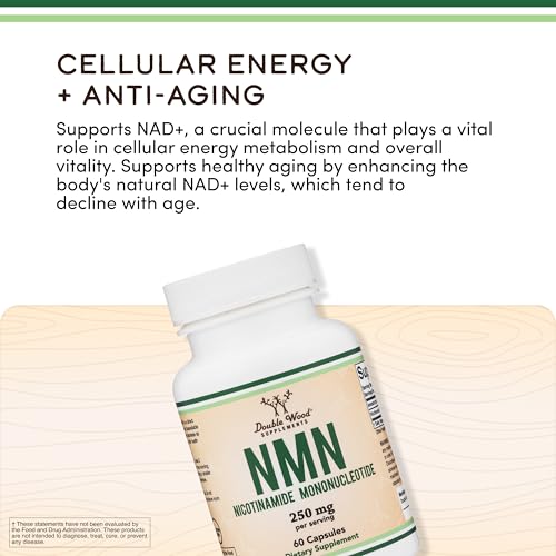 Double Wood Supplements NMN (Nicotinamide Mononucleotide) 250mg, 60 Capsules - 30 Servings, Gluten Free Double Wood SupplementsAu supplements