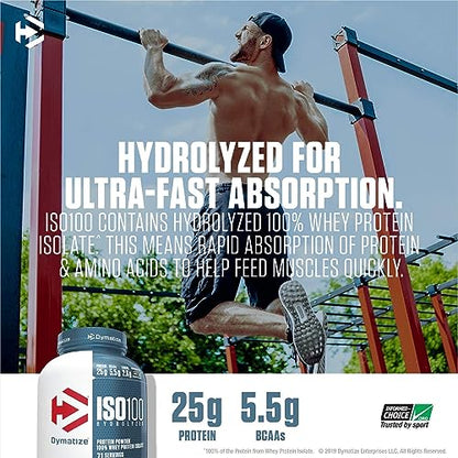 Dymatize ISO 100 Whey Protein Powder with 25g of Hydrolyzed 100% Whey Isolate DymatizeUS supplements