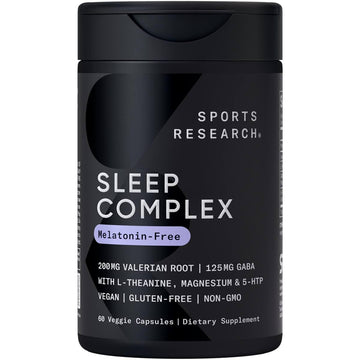 Sports Research® Sleep Complex- Melatonin-Free Vegan Capsules - with Valerian Root, GABA, L-Theanine, Magnesium & 5-HTP - 30 Servings Sports ResearchAu supplements