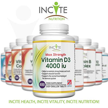 Vitamin D3 4000 iu - Vitamin D Tablets - 1 Year Supply Tablets - Vegetarian - Vitamin D Incite NutritionUS supplements