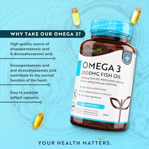 Omega 3 2000mg with 660mg EPA & 440mg DHA per Serving - 240 Softgel Capsules NutravitaUS supplements
