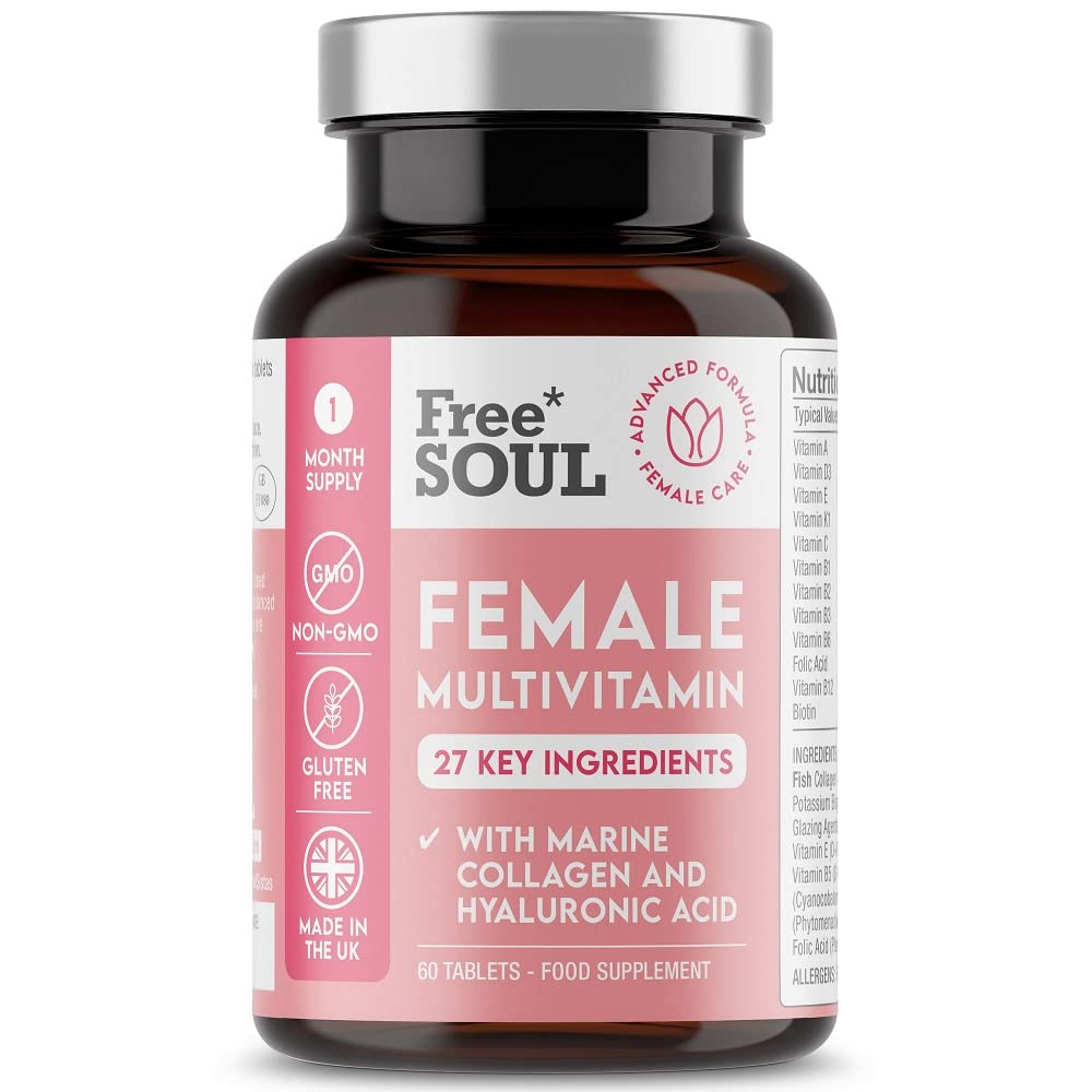 Women's Multivitamins and Minerals with Collagen & Hyaluronic Acid - 27 Essential Free SoulUS supplements
