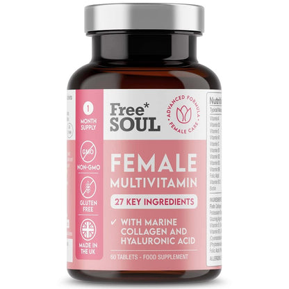 Women's Multivitamins and Minerals with Collagen & Hyaluronic Acid - 27 Essential Free SoulUS supplements