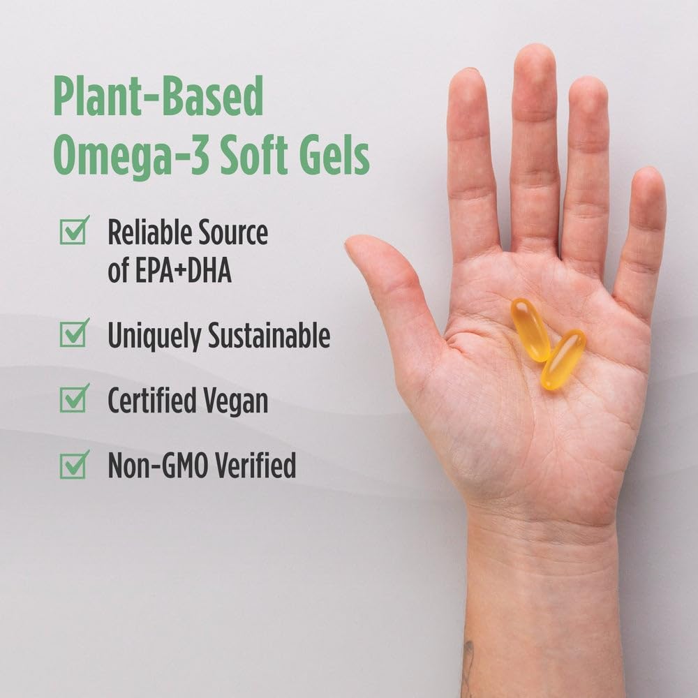 Nordic Naturals Plant Based Ultimate Omega, Lemon Flavor - 60 Vegetarian Soft Gels - 1210 mg Omega-3 - Vegan EPA and DHA - Supplement Made from Algae - Brain & Heart Support - Non-GMO - 30 Servings Nordic NaturalsAu supplements
