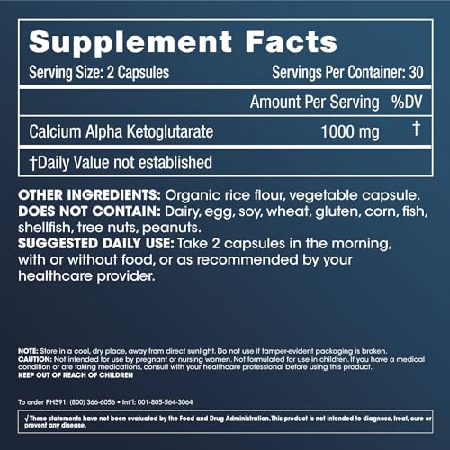 ProHealth Calcium AKG Longevity (Alpha Ketoglutarate) (1,000 mg per 2 Capsule Serving ProHealthUS supplements