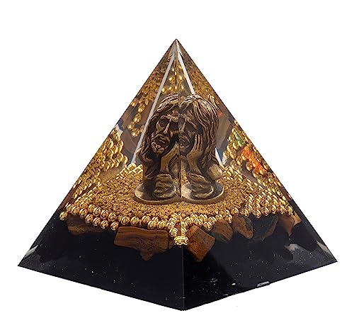 FENGSHUI-CAISHEN Mini Jesus Figurine in Healing Crystal Orgone Pyramid - Obsidian Tiger's Eye FENGSHUI-CAISHENAu supplements
