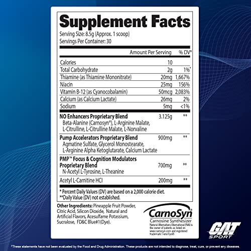 GAT SPORT PMP (Peak Muscle Performance), Pre-Workout, 30 Servings (Blue Raspberry GAT SPORTAu supplements
